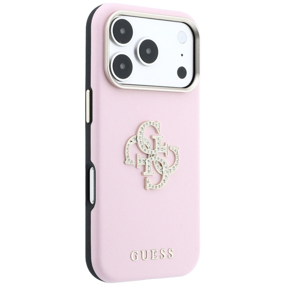 Guess Smooth & Big Strass Logo vāciņš iPhone 18 Pro Max / 17 Pro Max, rozā krāsā