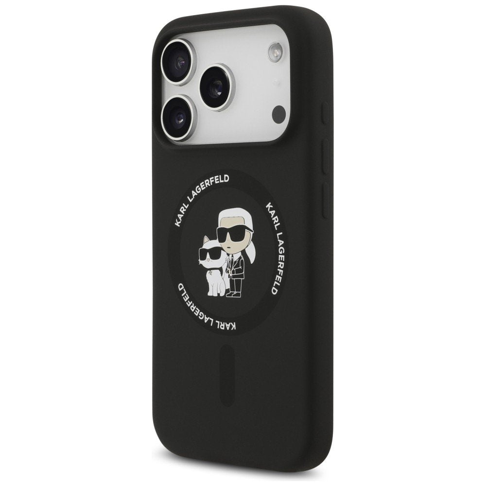 Karl Lagerfeld silikona Karl&Choupette gredzens ar MagSafe funkciju iPhone 18 Pro / iPhone 17 Pro, melns