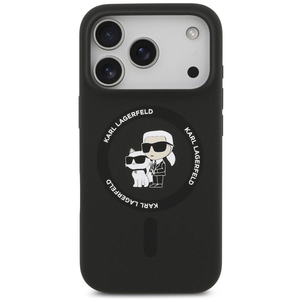 Karl Lagerfeld silikona Karl&Choupette gredzens ar MagSafe funkciju iPhone 18 Pro / iPhone 17 Pro, melns