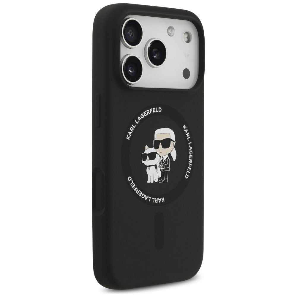 Karl Lagerfeld silikona Karl&Choupette gredzens ar MagSafe funkciju iPhone 18 Pro / iPhone 17 Pro, melns