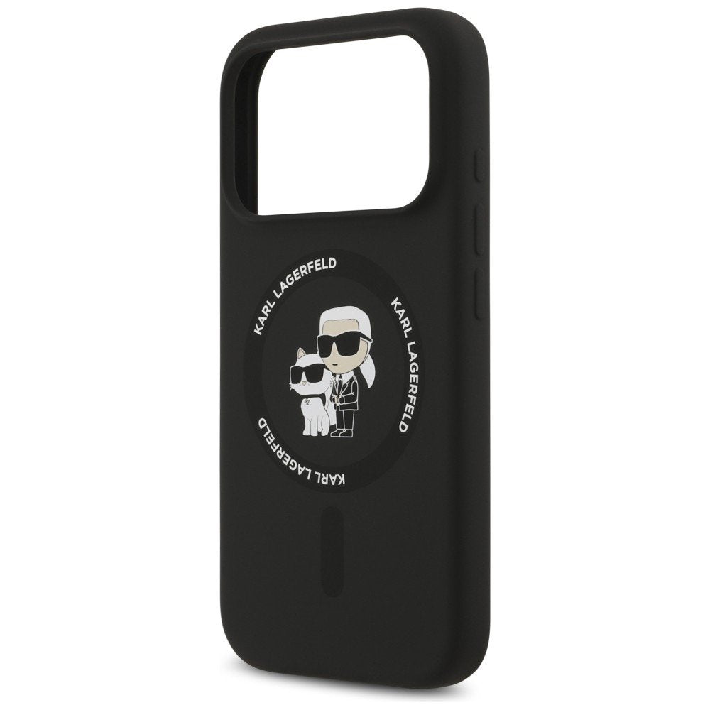 Karl Lagerfeld silikona Karl&Choupette gredzens ar MagSafe funkciju iPhone 18 Pro / iPhone 17 Pro, melns