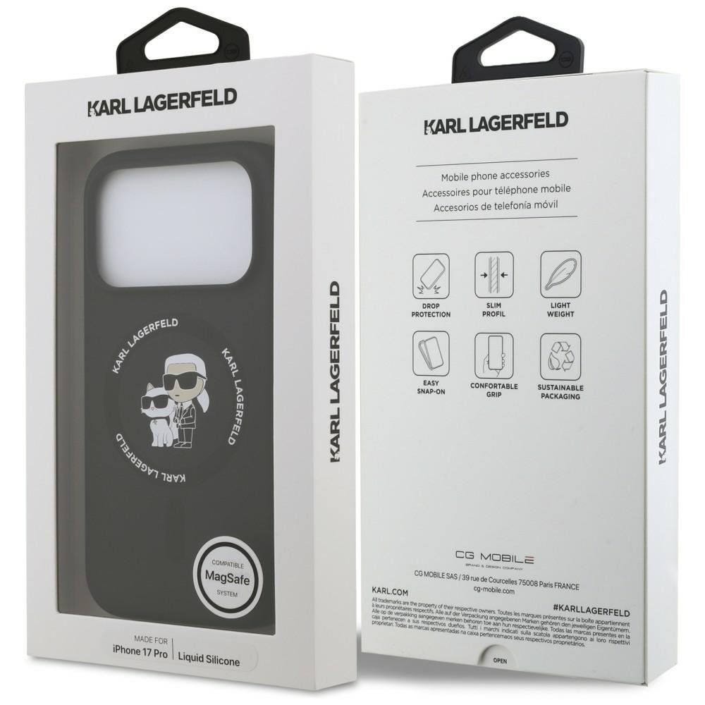 Karl Lagerfeld silikona Karl&Choupette gredzens ar MagSafe funkciju iPhone 18 Pro / iPhone 17 Pro, melns
