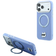 Karl Lagerfeld ar gredzenveida statīvu 360 Choupette Head Pin MagSafe vāciņu iPhone 18 Pro / 17 Pro, zils