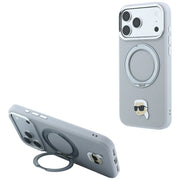 Karl Lagerfeld ar gredzena turētāju 360 Karl Head Pin MagSafe vāciņu iPhone 18 Pro / 17 Pro, pelēks
