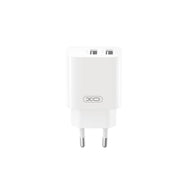 XO sienas lādētājs CE55 ar 2 USB pieslēgvietām, 2,4 A, balts