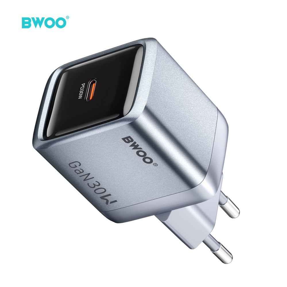 BWOO BO-CDA236 GaN wall charger 1xUSB-C 3A PD 30W grey with PPS