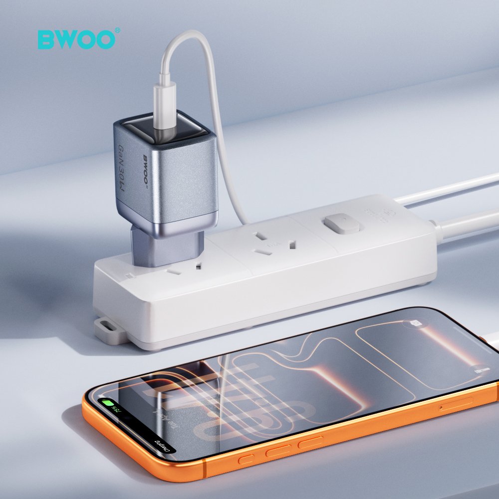 BWOO BO-CDA236 GaN wall charger 1xUSB-C 3A PD 30W grey with PPS