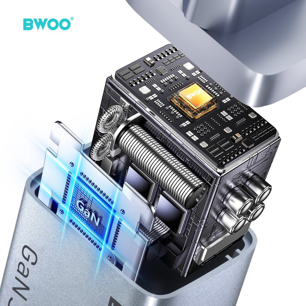 BWOO BO-CDA237 wall charger 1xUSB-A + 1xUSB-C 3A PD 30W + QC 18W grey with PPS
