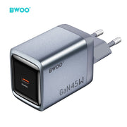 BWOO BO-CDA238 wall charger 1xUSB-C 3A PD 45W grey with PPS