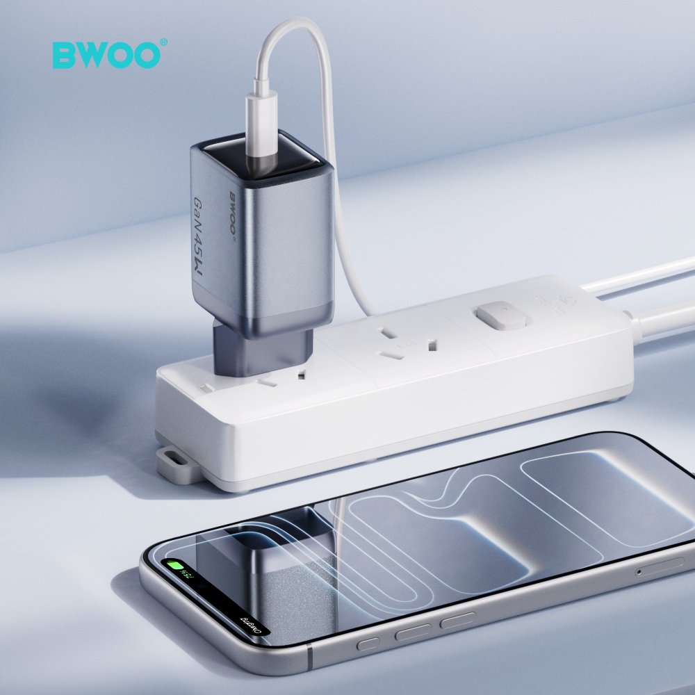 BWOO BO-CDA238 wall charger 1xUSB-C 3A PD 45W grey with PPS