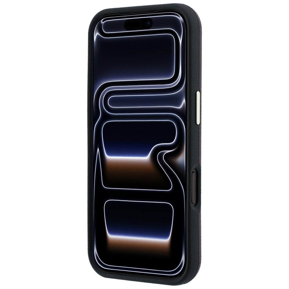 Guess vāciņš ar graudainu tekstūru un lielu logotipu no sveķiem iPhone 18 Pro / 17 Pro, bordo krāsā