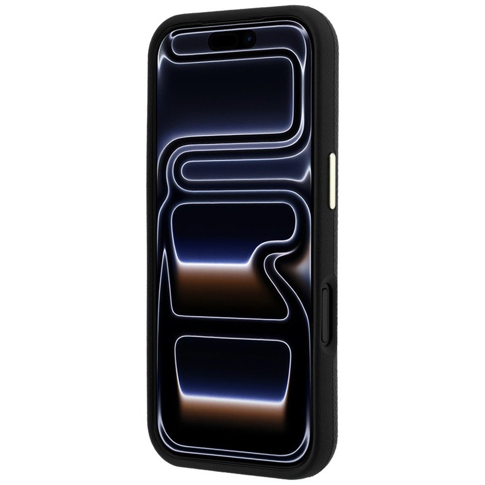 Guess vāciņš ar teksturētu virsmu un lielu logotipu no sveķiem iPhone 18 Pro / 17 Pro, melns