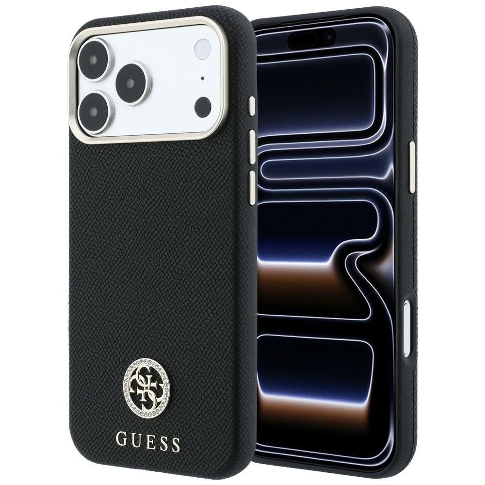 Guess apdarināts apaļais Strass logotipa MagSafe vāciņš iPhone 18 Pro / 17 Pro, melns