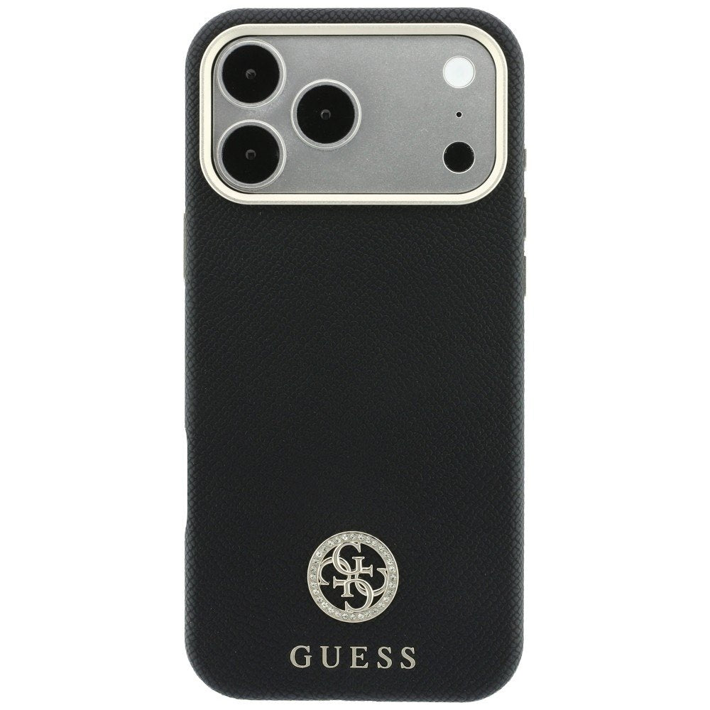Guess apdarināts apaļais Strass logotipa MagSafe vāciņš iPhone 18 Pro / 17 Pro, melns