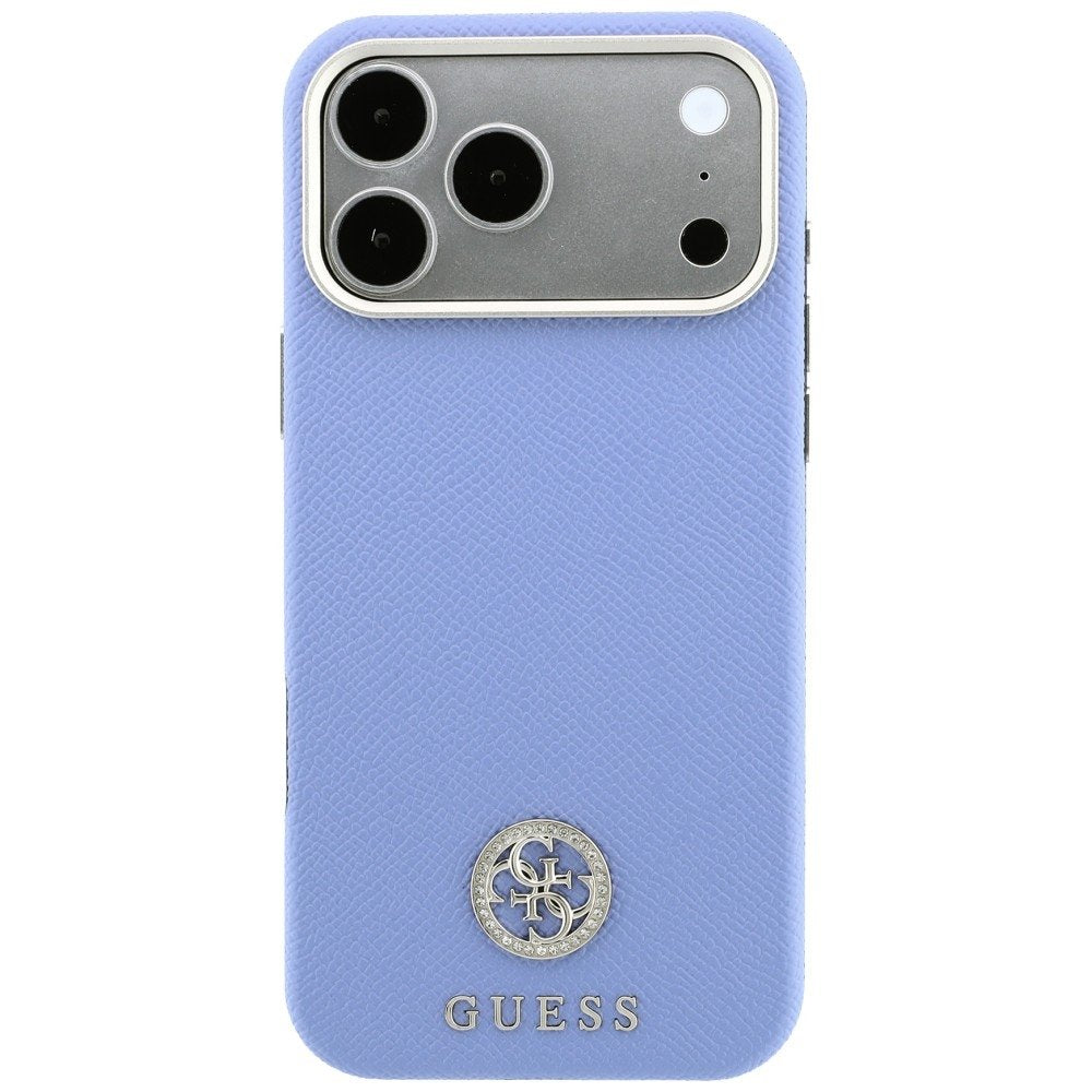 Guess apdarināts apaļais Strass logotipa MagSafe vāciņš iPhone 18 Pro / 17 Pro, zils