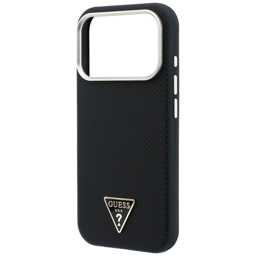 Guess Kevlar Triangle Logo MagSafe vāciņš iPhone 18 Pro Max / 17 Pro Max, melns
