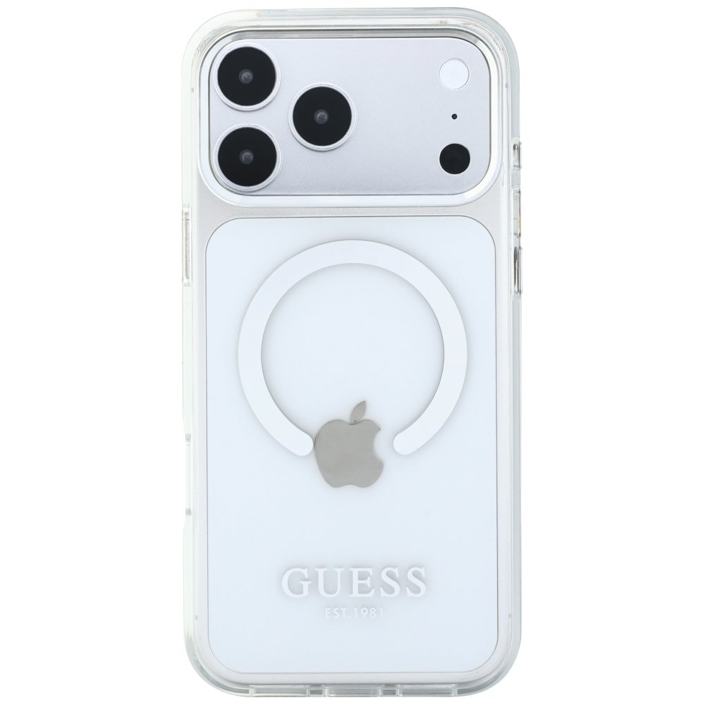 Guess Metal Outline MagSafe vāciņš iPhone 18 Pro Max / 17 Pro Max, sudraba krāsā