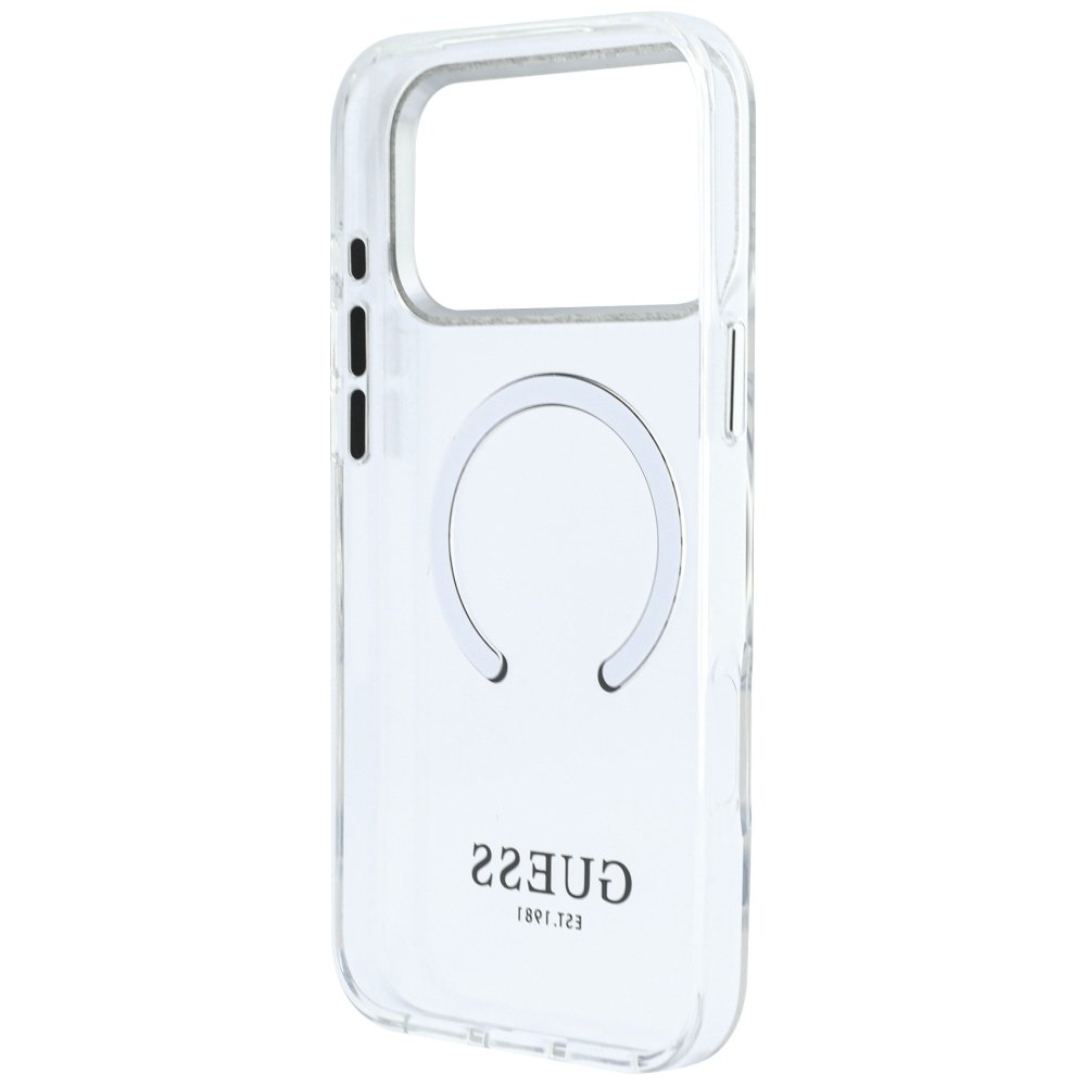 Guess Metal Outline MagSafe vāciņš iPhone 18 Pro Max / 17 Pro Max, sudraba krāsā