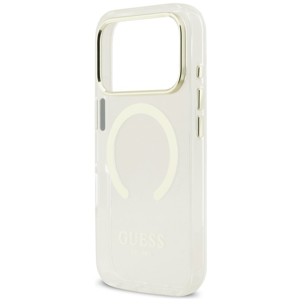 Guess Metal Outline MagSafe vāciņš iPhone 18 Pro / 17 Pro zelta krāsā