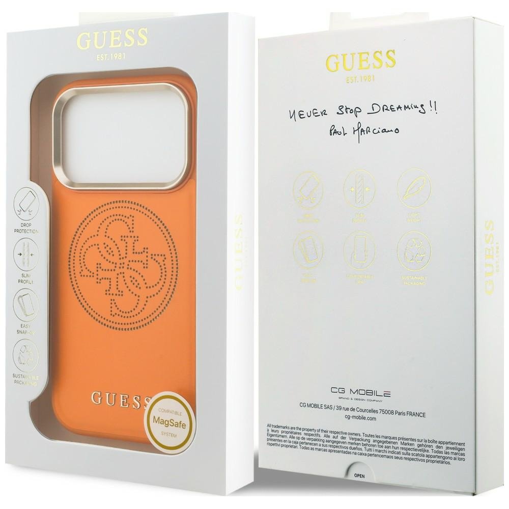 Guess perforētais 4G MagSafe vāciņš iPhone 18 Pro / 17 Pro, oranžs