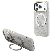Guess Ring Stand 360 4G Classic Logo MagSafe vāciņš iPhone 18 Pro / 17 Pro, rozā krāsā