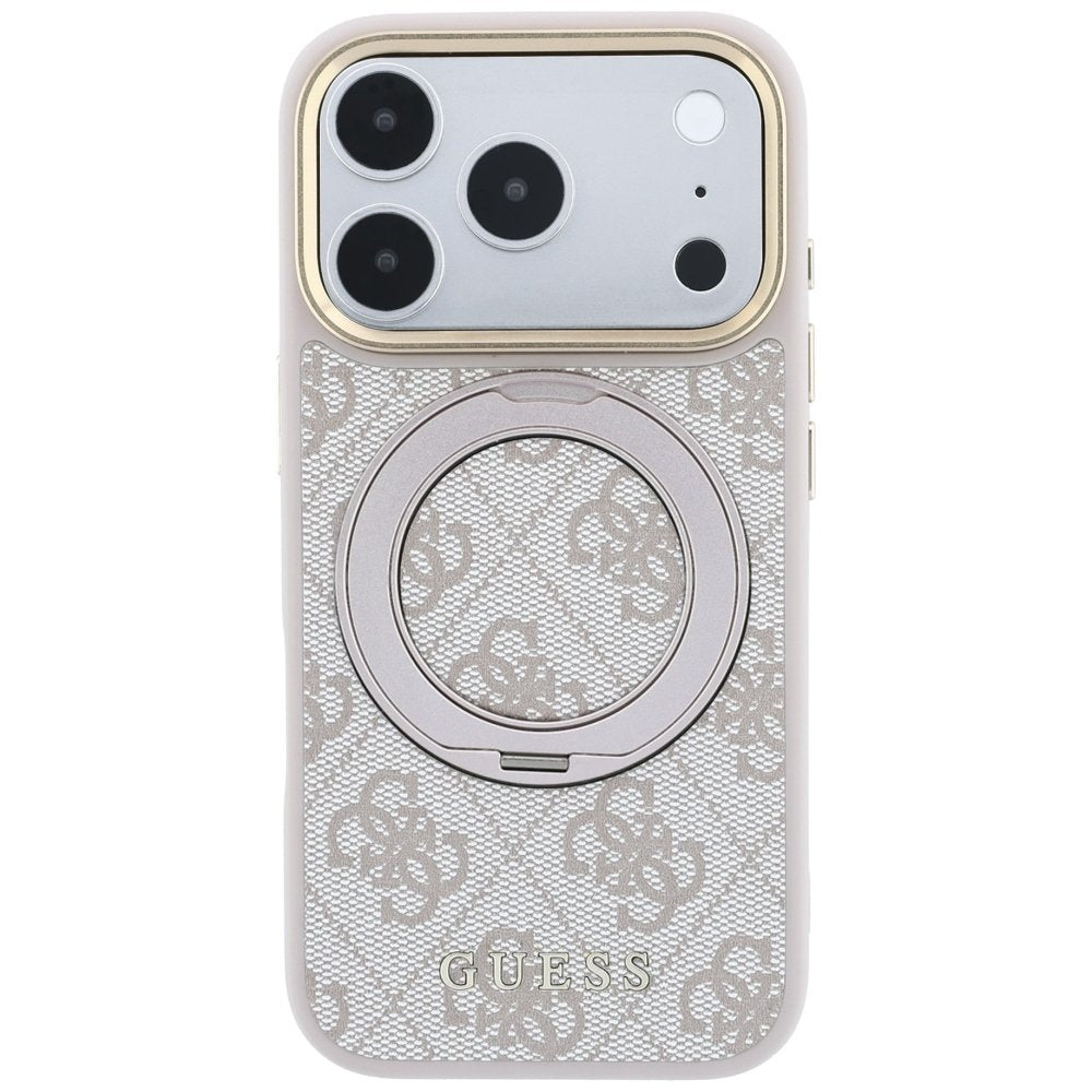 Guess Ring Stand 360 4G Classic Logo MagSafe vāciņš iPhone 18 Pro / 17 Pro, rozā krāsā