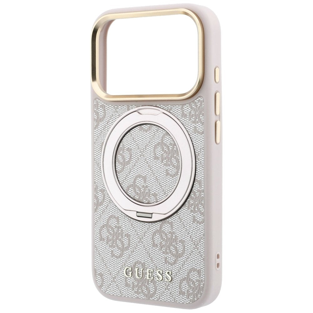 Guess Ring Stand 360 4G Classic Logo MagSafe vāciņš iPhone 18 Pro / 17 Pro, rozā krāsā