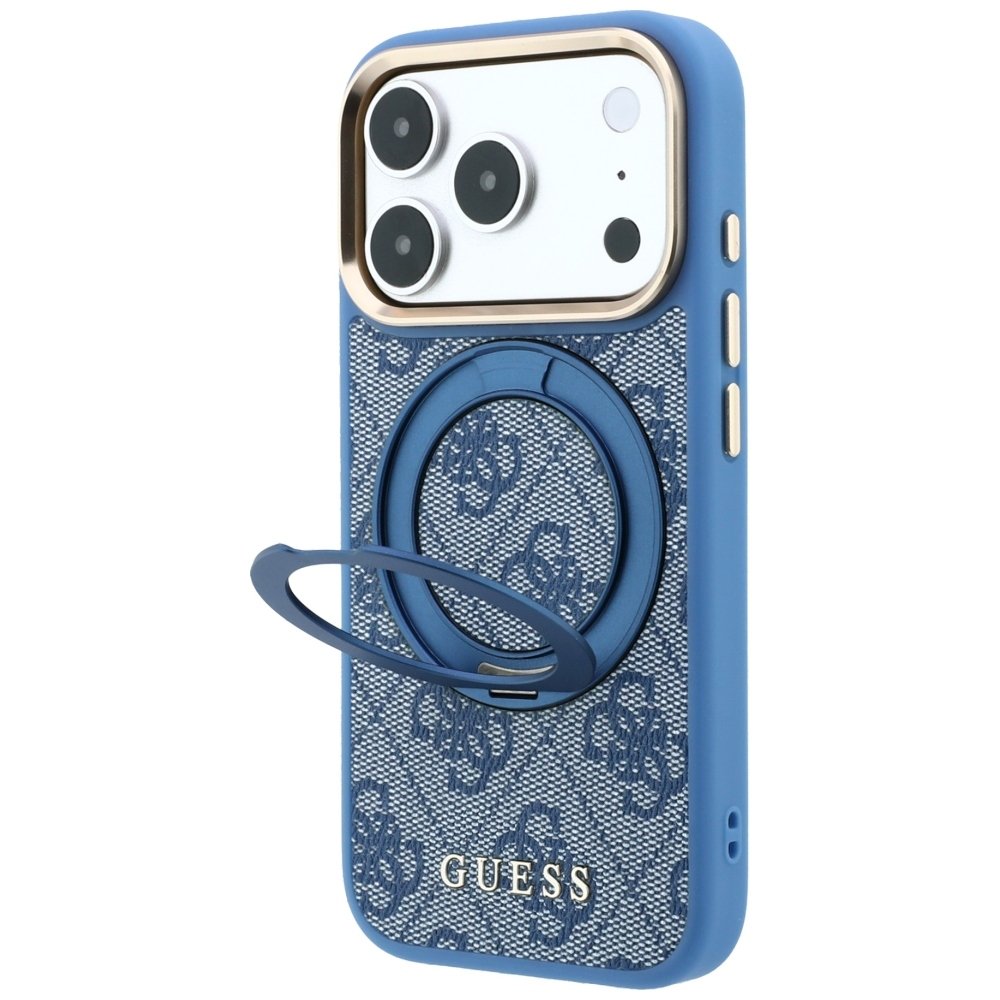 Guess Ring Stand 360 4G Classic Logo MagSafe vāciņš iPhone 18 Pro Max / 17 Pro Max, zils