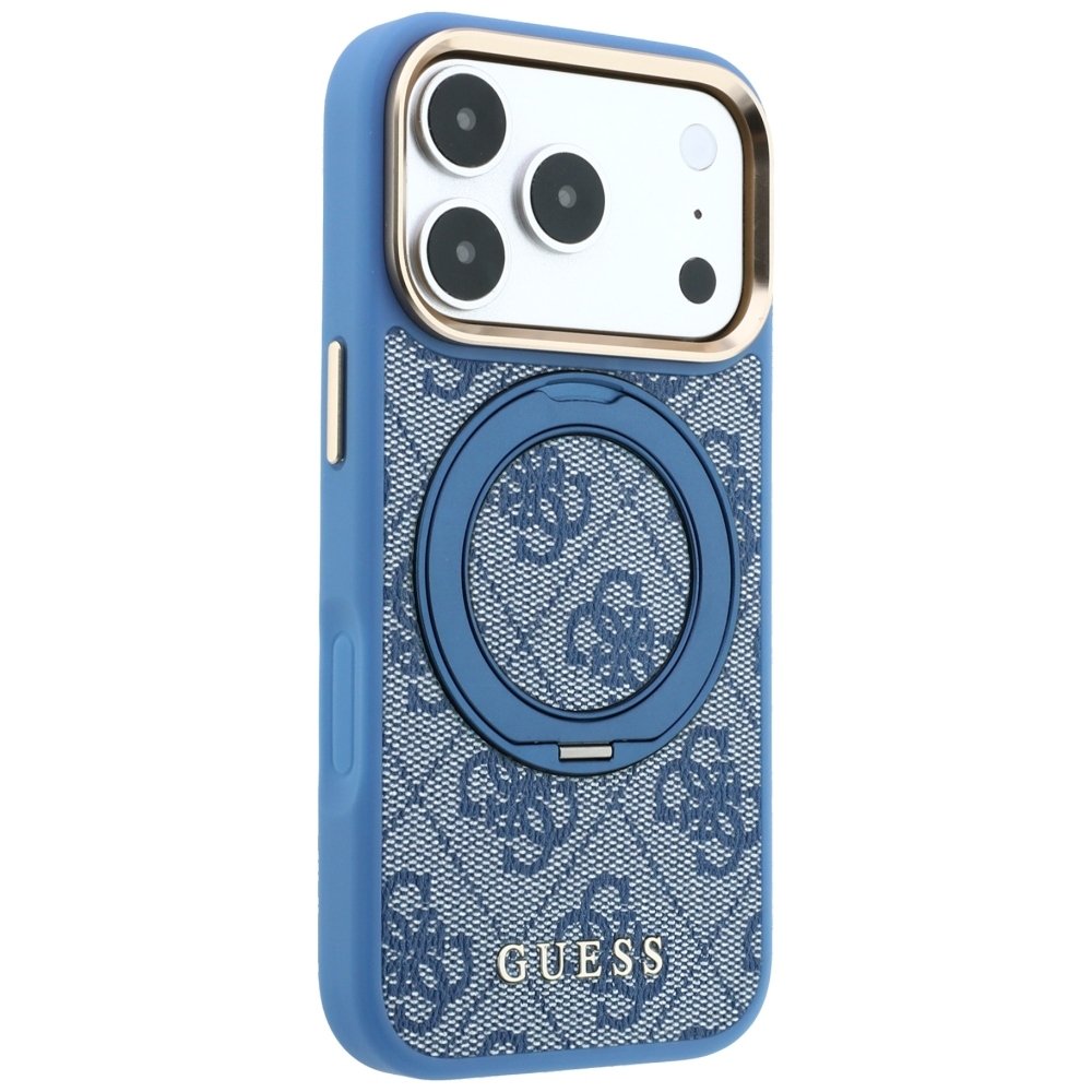 Guess Ring Stand 360 4G Classic Logo MagSafe vāciņš iPhone 18 Pro Max / 17 Pro Max, zils