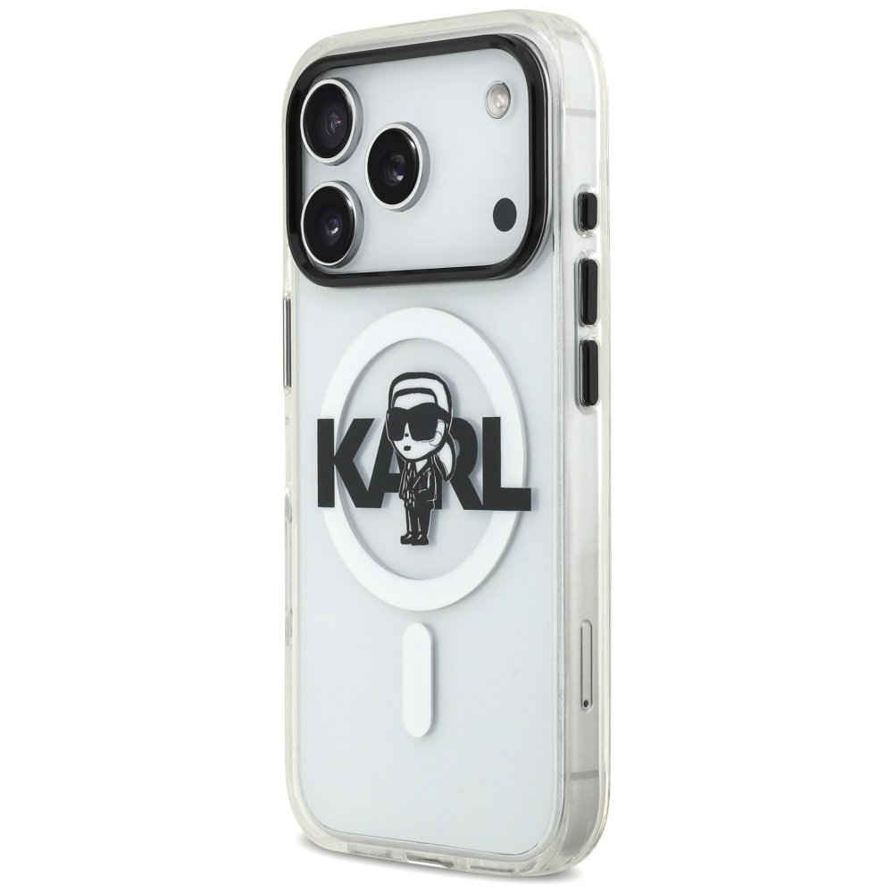 Karl Lagerfeld IML Karl Sketch Logo MagSafe iPhone 17 Pro caurspīdīgs futrālis