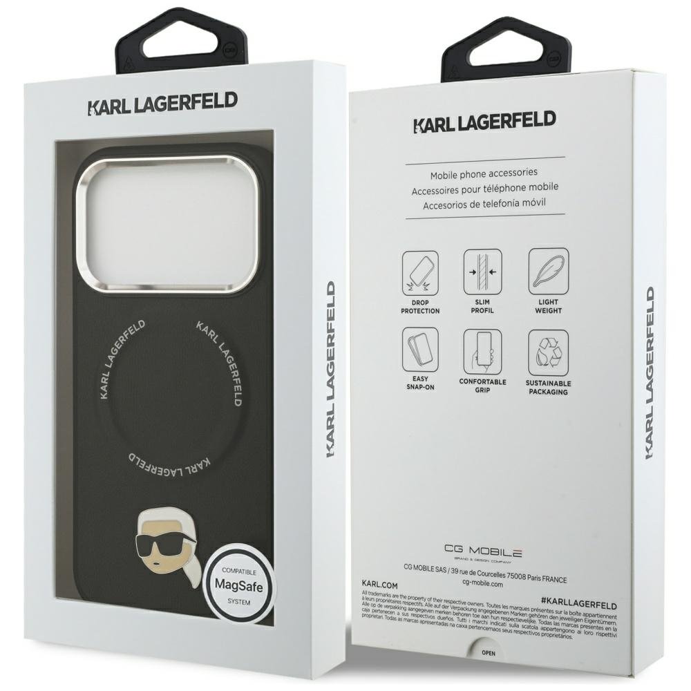 Karl Lagerfeld Karl Pin MagSafe vāciņš iPhone 17 Pro Max, melns
