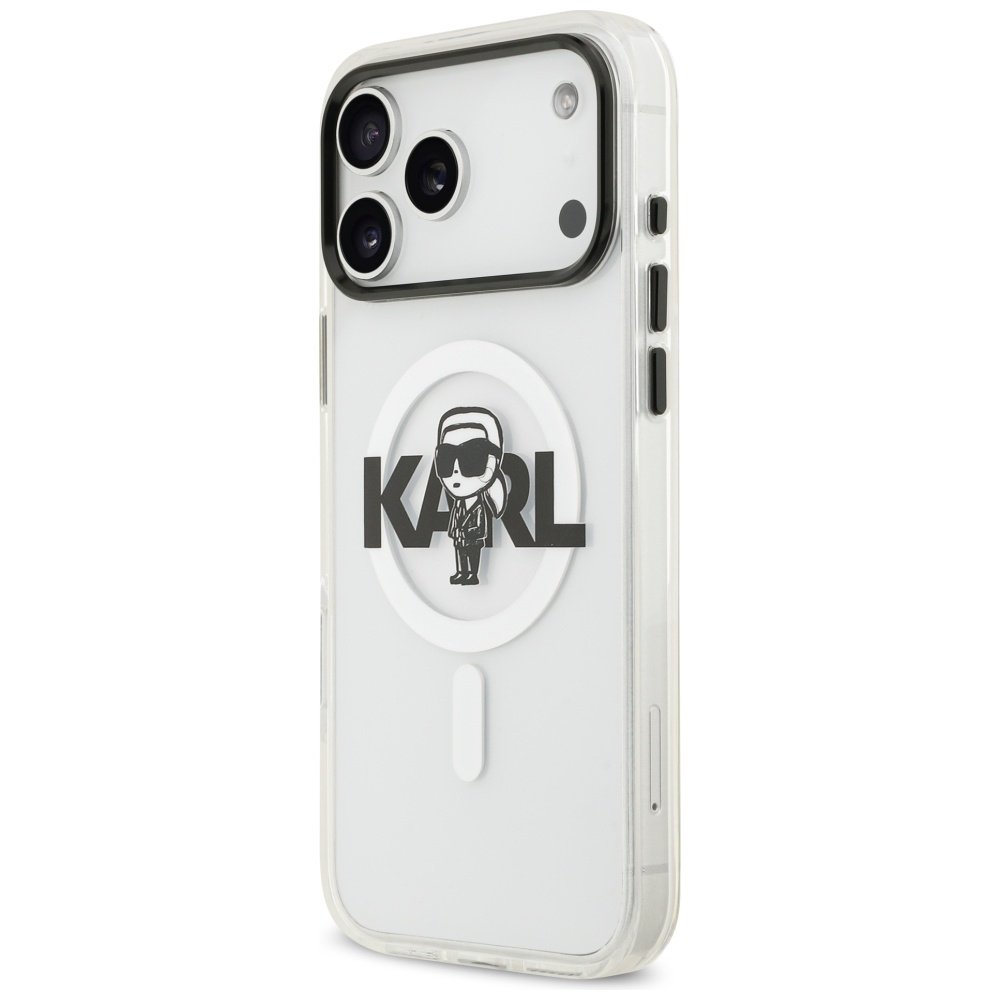 Karl Lagerfeld IML Karl Sketch Logo MagSafe iPhone 17 Pro Max caurspīdīgs futrālis
