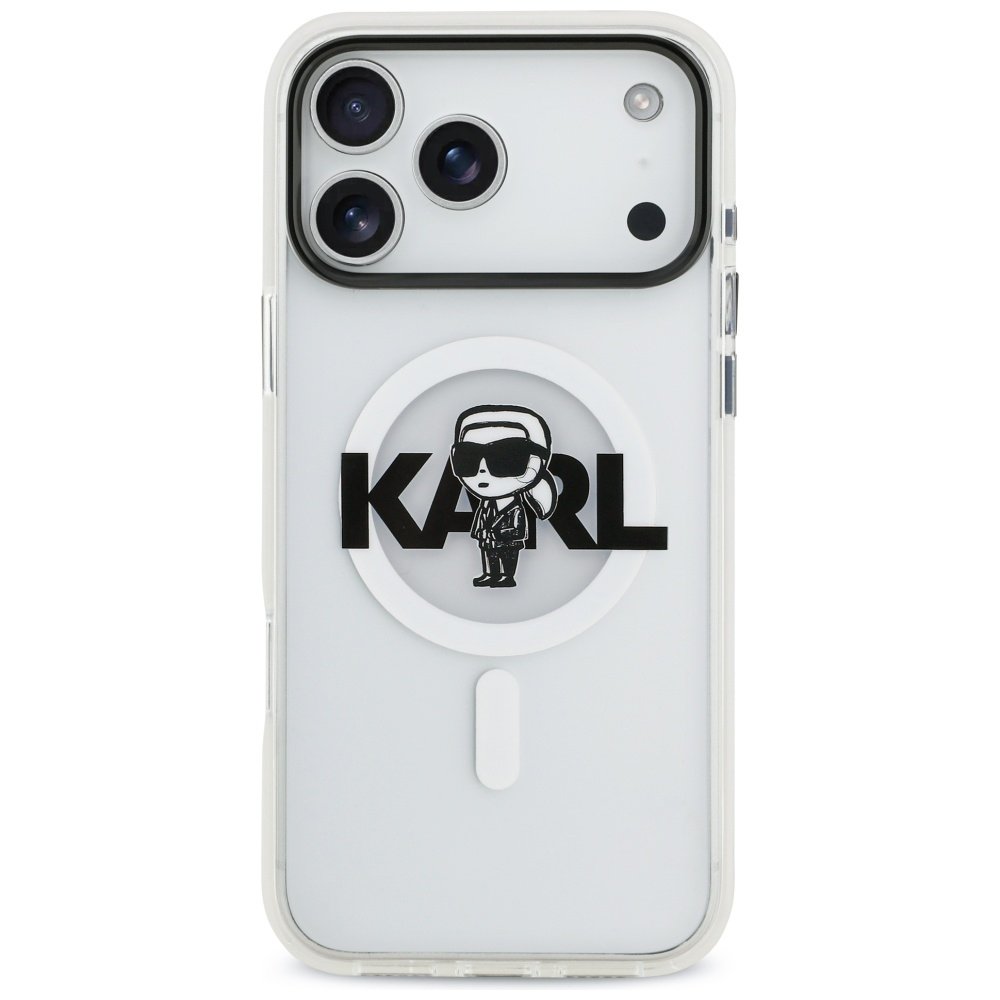 Karl Lagerfeld IML Karl Sketch Logo MagSafe iPhone 17 Pro Max caurspīdīgs futrālis