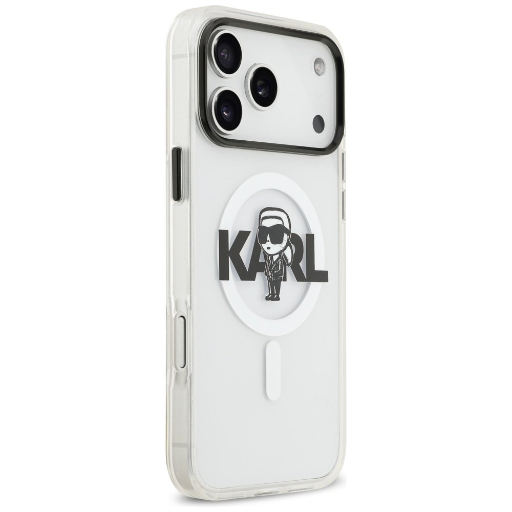 Karl Lagerfeld IML Karl Sketch Logo MagSafe iPhone 17 Pro Max caurspīdīgs futrālis