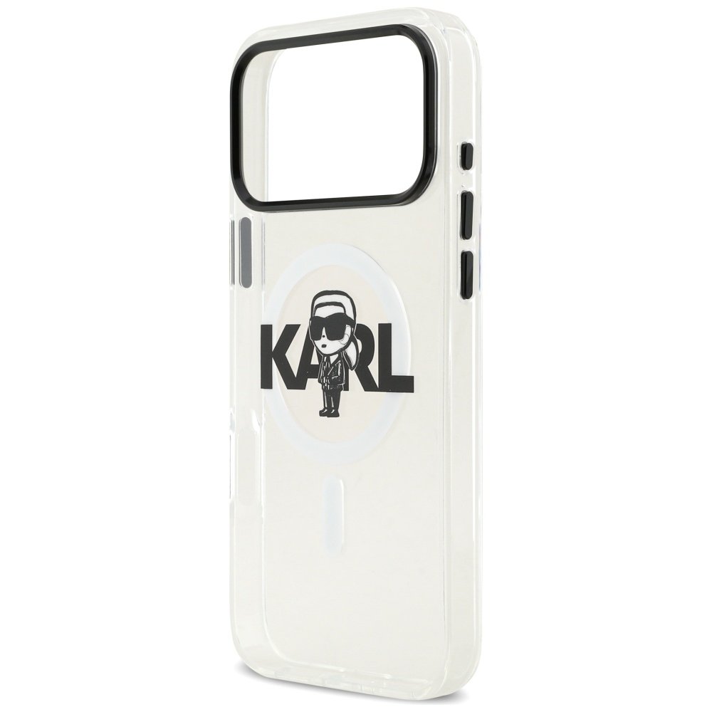 Karl Lagerfeld IML Karl Sketch Logo MagSafe iPhone 17 Pro Max caurspīdīgs futrālis