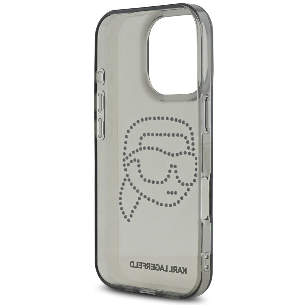 Karl Lagerfeld IML strassu vāciņš iPhone 16 Pro, melns