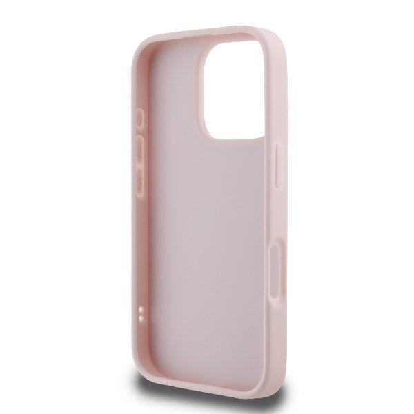 Karl Lagerfeld KLHCP16LPQDSMGP iPhone 16 Pro cietais vāciņš Quilted Signature rozā krāsā