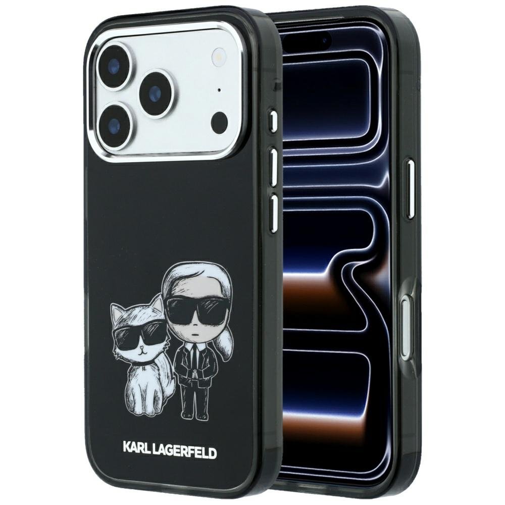 Karl Lagerfeld Smooth Karl Choupette Bodies Sketch MagSafe vāciņš iPhone 18 Pro Max / 17 Pro Max, melns