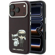 Karl Lagerfeld Smooth Karl Choupette Bodies Sketch MagSafe vāciņš iPhone 18 Pro Max / 17 Pro Max, bordo krāsā