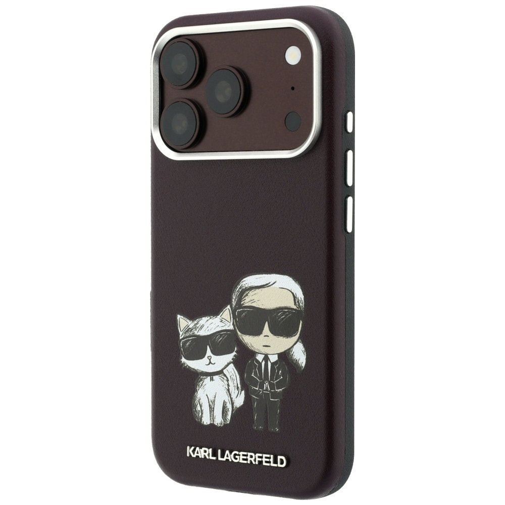 Karl Lagerfeld Smooth Karl Choupette Bodies Sketch MagSafe vāciņš iPhone 18 Pro Max / 17 Pro Max, bordo krāsā