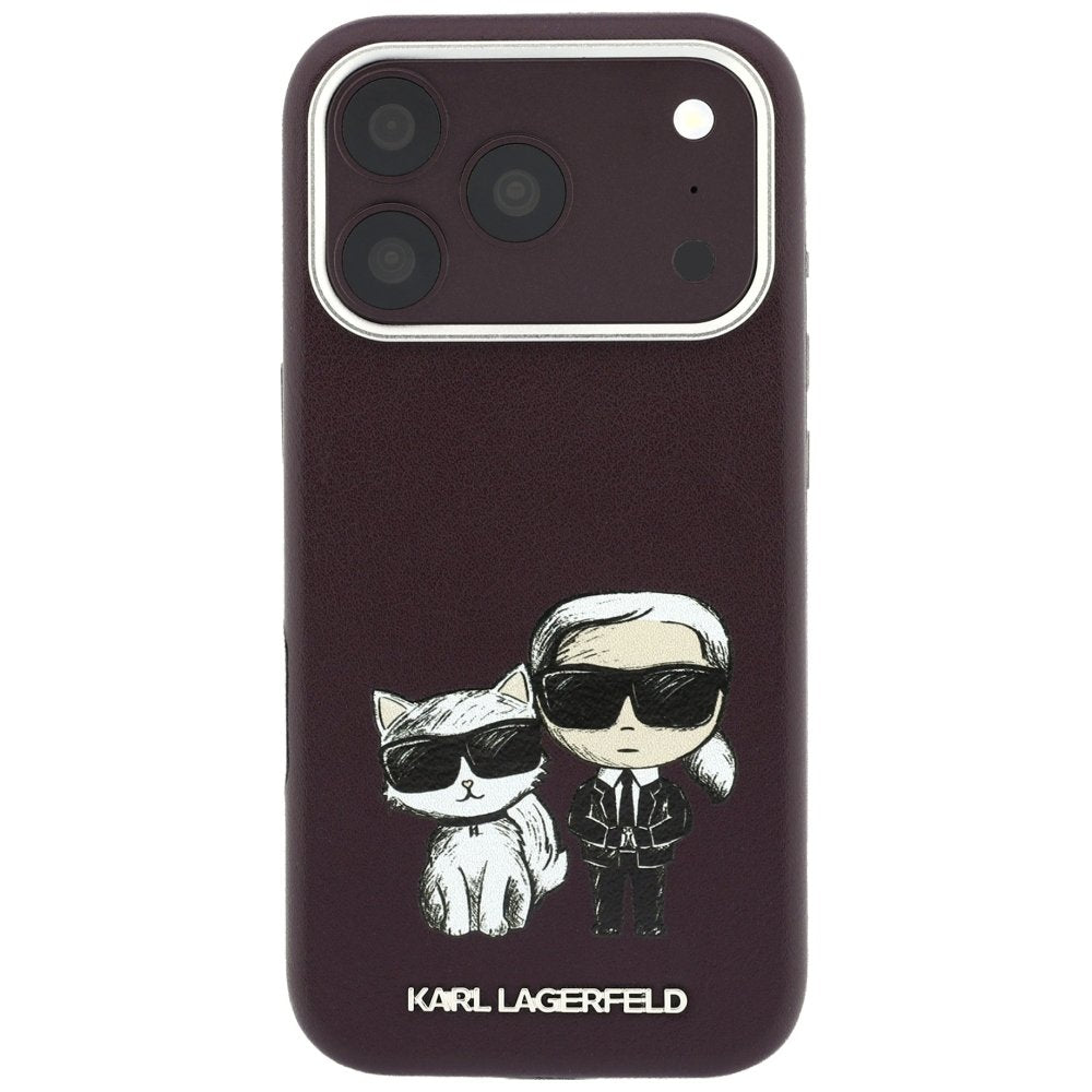 Karl Lagerfeld Smooth Karl Choupette Bodies Sketch MagSafe vāciņš iPhone 18 Pro Max / 17 Pro Max, bordo krāsā