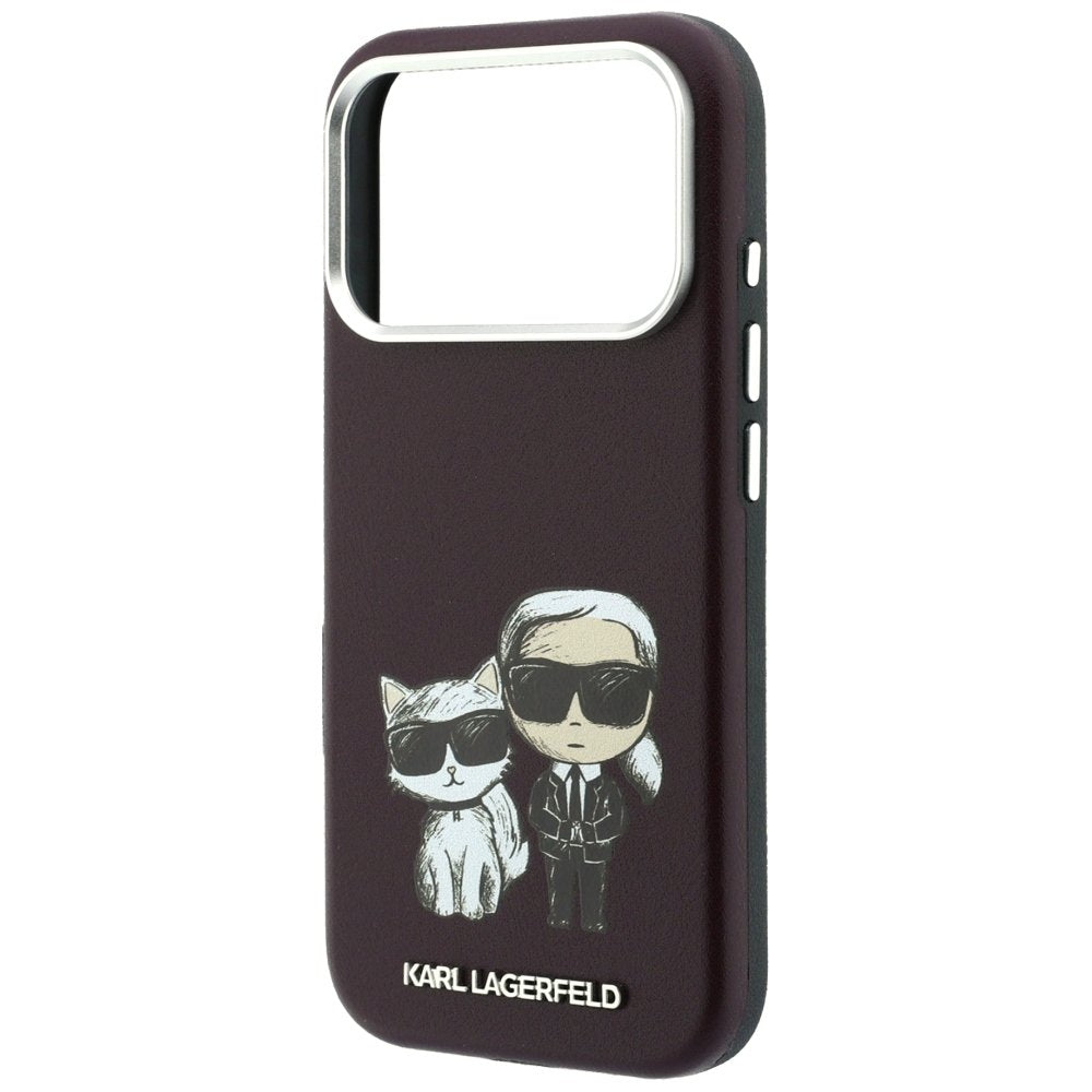 Karl Lagerfeld Smooth Karl Choupette Bodies Sketch MagSafe vāciņš iPhone 18 Pro Max / 17 Pro Max, bordo krāsā