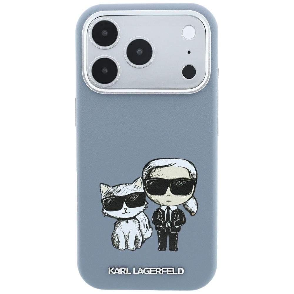 Karl Lagerfeld Smooth Karl Choupette Bodies Sketch MagSafe vāciņš iPhone 18 Pro / 17 Pro, gaiši zils