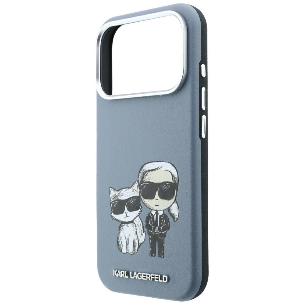 Karl Lagerfeld Smooth Karl Choupette Bodies Sketch MagSafe vāciņš iPhone 18 Pro / 17 Pro, gaiši zils