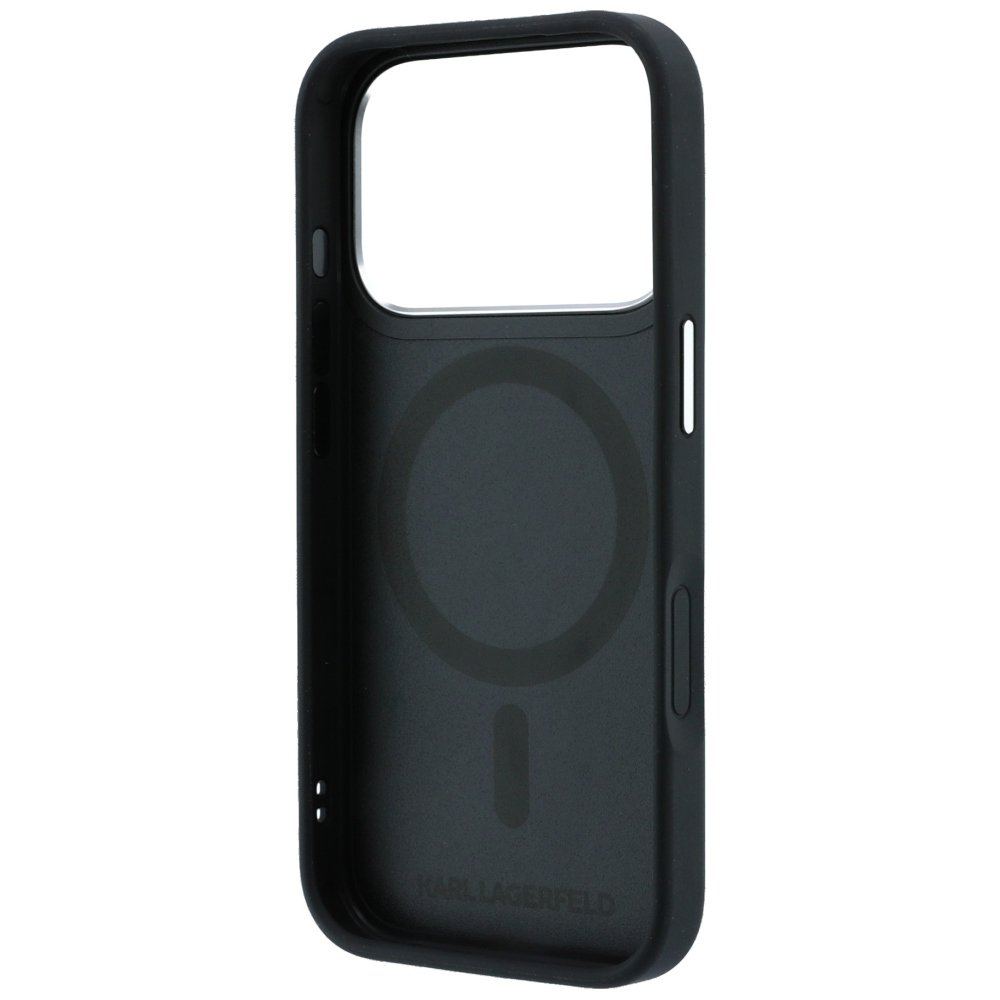Karl Lagerfeld ar gredzenveida statīvu 360 Karl Choupette Heads Pin MagSafe vāciņu iPhone 18 Pro / 17 Pro, melns
