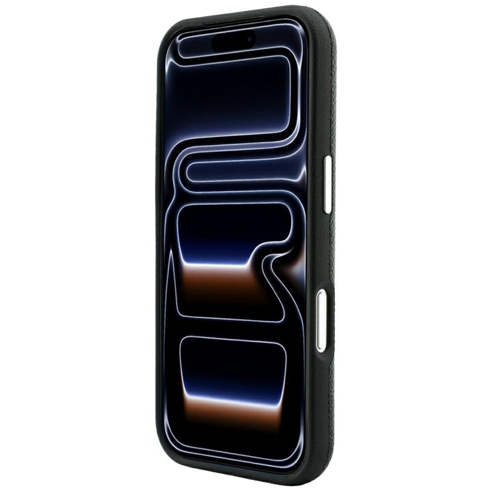 Karl Lagerfeld teksturēts, reljefs gredzens ar Kameo logotipu un MagSafe funkciju iPhone 18 Pro / 17 Pro melnā krāsā