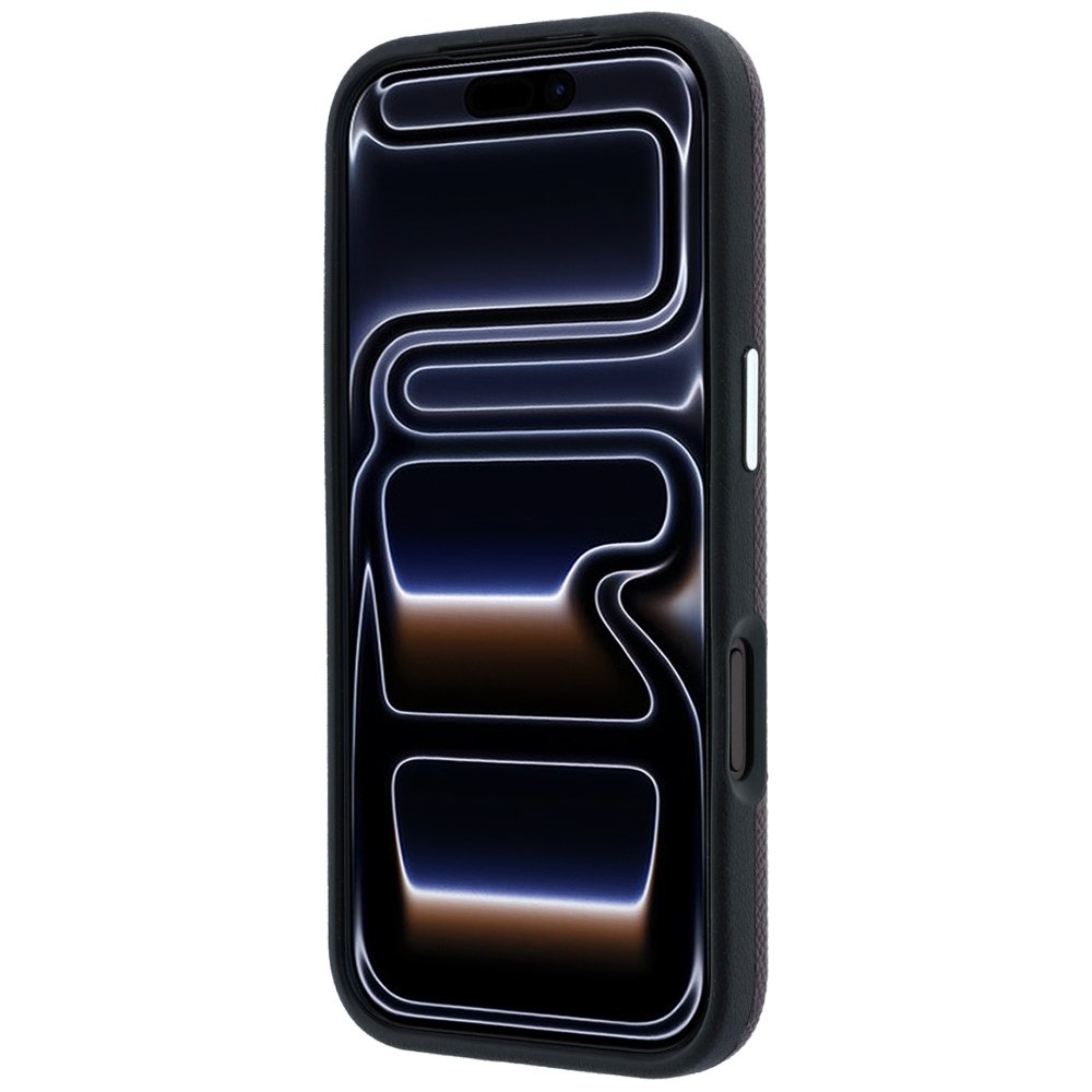 Karl Lagerfeld iPhone 18 Pro / 17 Pro vāciņš ar graudainu reljefu, kamejas logotipu un MagSafe funkciju, bordo krāsā