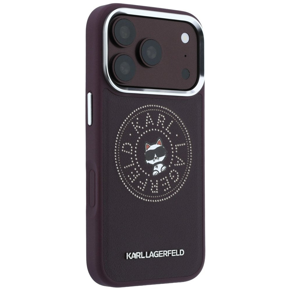 Karl Lagerfeld Point Choupette Sketch MagSafe vāciņš iPhone 18 Pro / 17 Pro, bordo krāsā