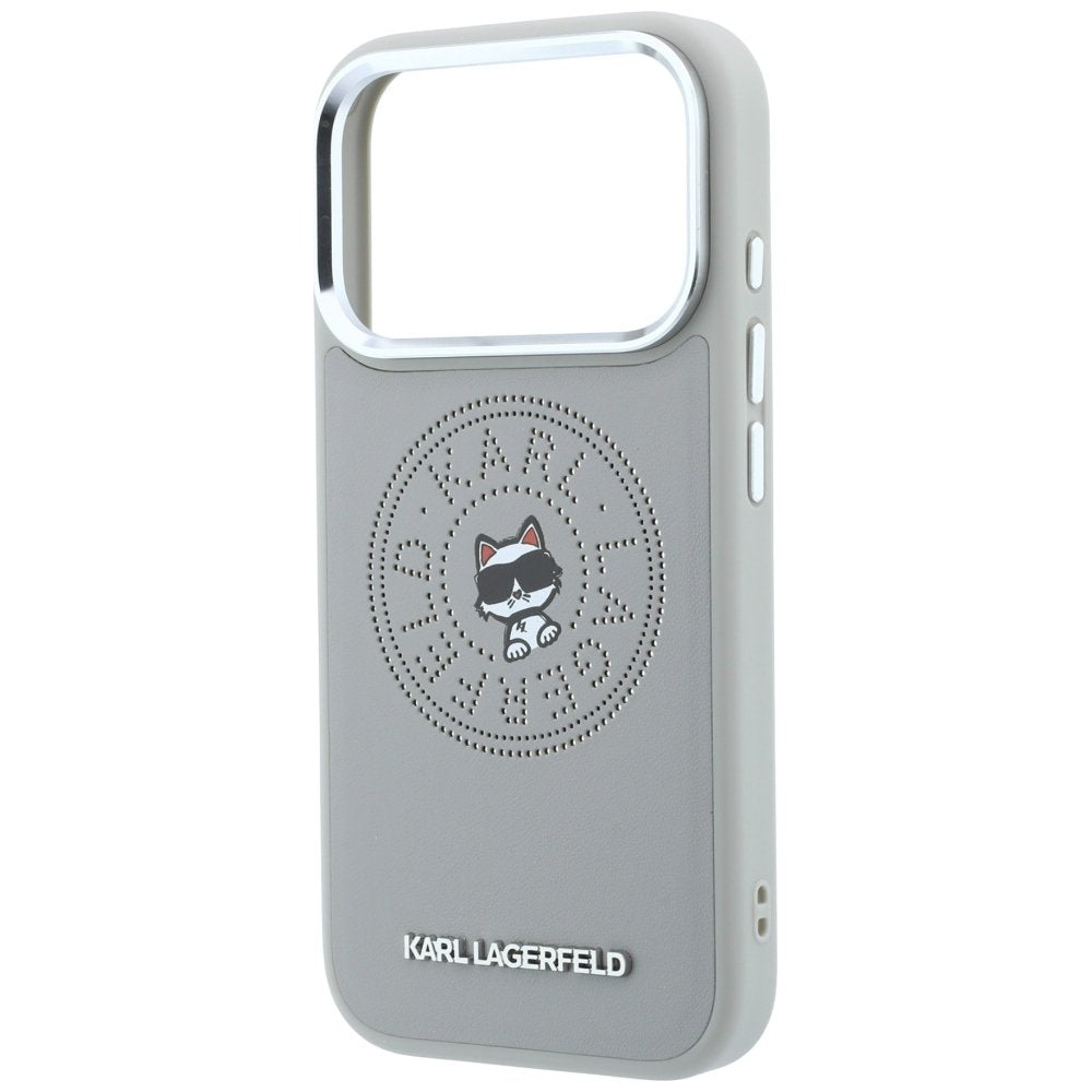 Karl Lagerfeld Point Choupette Sketch MagSafe vāciņš iPhone 18 Pro / 17 Pro, pelēks