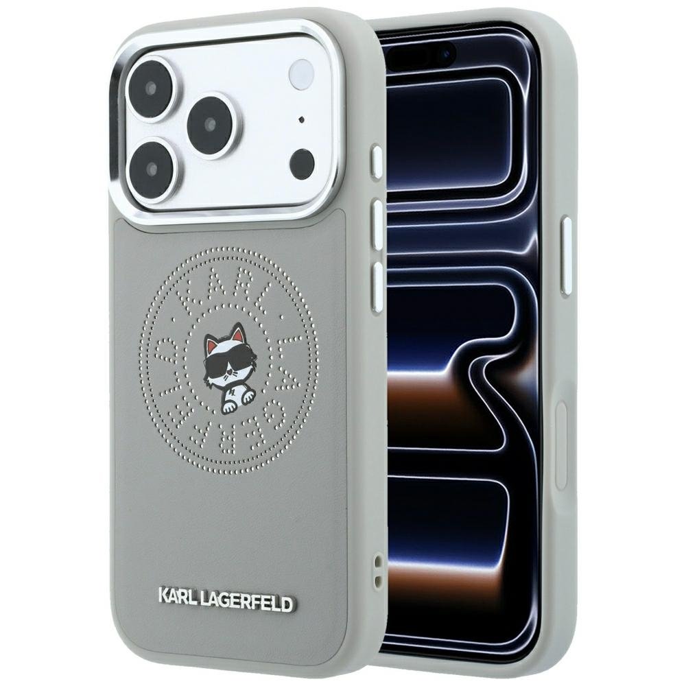 Karl Lagerfeld Point Choupette Sketch MagSafe vāciņš iPhone 18 Pro Max / 17 Pro Max, pelēks